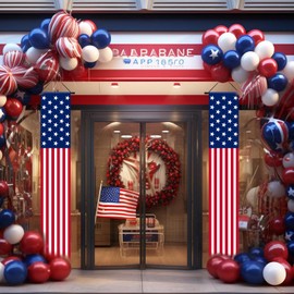 4th of July Decorations American Flag Porch Banner for Patriotic Decorations Home Outdoor Outside Fourth of July Accessories Party Favors Yard Signs Decor for Door Porch Yard Garage