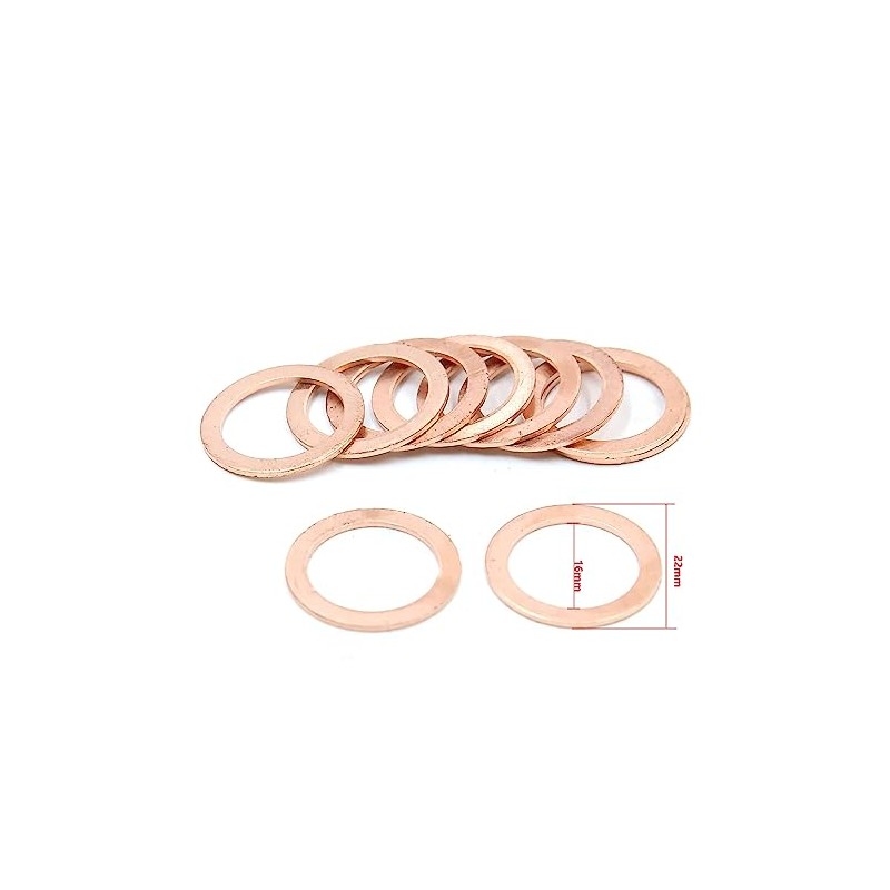 10pcs Copper Crush Washers Flat Car Sealing Gaskets Rings M16