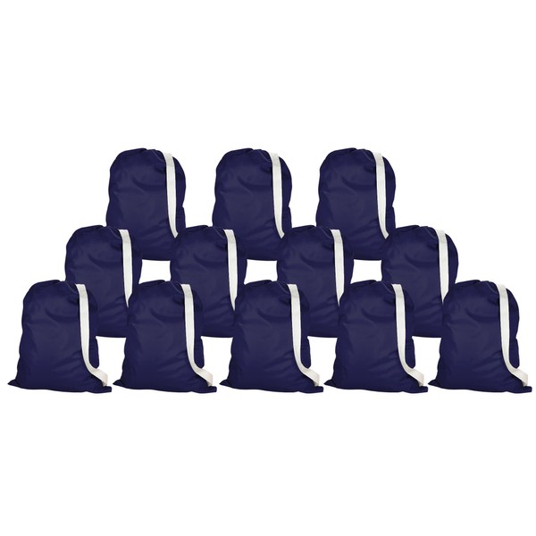 Heavy-Duty Navy Nylon Laundry Bag with Straps – Washable, Foldable