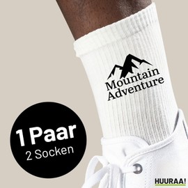 Huuraa Unisex Tennissocken Mountain Adventure Berge Geschenk Größe 42/46 White Mountain Adventure Präsent