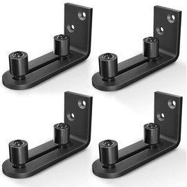 EaseLife Sliding Barn Door Bottom Floor Guide,Ball Bearings Adjustable Stay Roller,Wall Mount System,Flush Flat Bottom Design,2 Assemble Setup Options,Fit All Size Door,Black,4 Pack