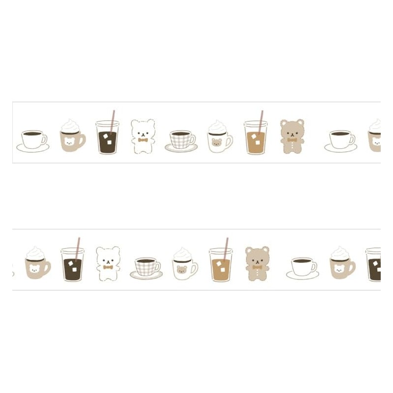 Papiaplatz Masking Tape Okawarimasute Kumasan Coffee 72-004