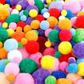 AiQInu Pack of 1200 Mini Pompoms Colourful, 10/15/20/25/30 mm Pompoms for Crafts Making, DIY Creative Crafts, Colourful Crafts, Nursery Crafts