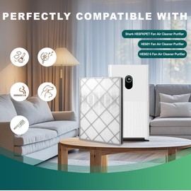 HE6FKPET HEPA Air Purifier Filter Replacement, Compatible with Shark HE6FKPET HE601 HE602 6 Fan Air Cleaner Purifier, 2-in-1 High-Efficiency Activated Carbon, 1 Pack