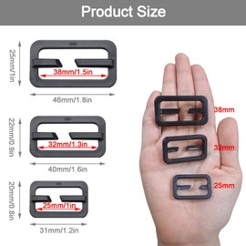 YJFY Pack of 10 Strap Slider Tri Glide Buckles Ladder Buckles Clamp Slider Plastic Strap Adjuster Threads No Need to Remove for Backpack Straps, Suitcase Straps, Outdoor Sports, black