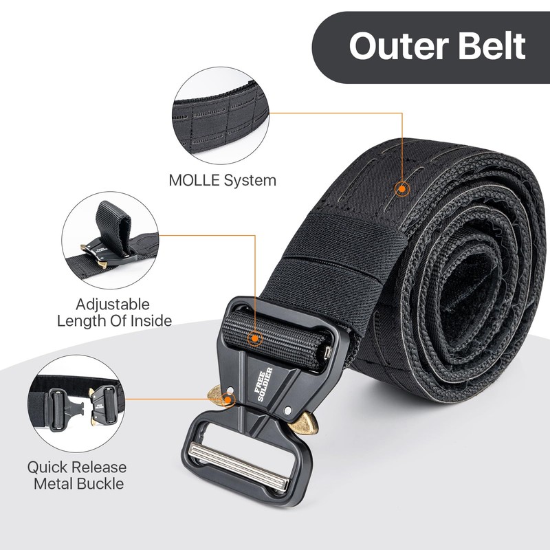 FREE SOLDIER Double Layer Tactical Belt with Inner Belt with