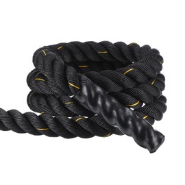 MECCANIXITY Battle Rope 10ft x 2 Inch Polyester Workout Rope Heavy Fitness Exercise Rope for Strength Training Home Gym Muscle Building, Black Yellow