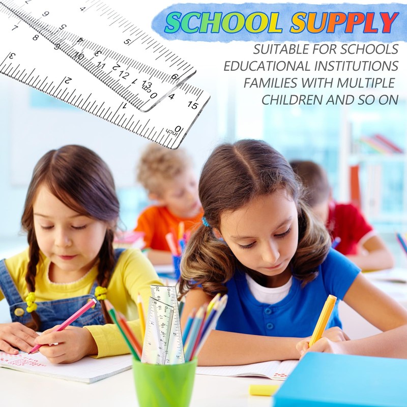 EBOOT 2 Packs 6 Inch Clear Plastic Rulers Clear Measuring