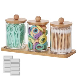 WACAR Cotton Pad Dispenser Set, Acrylic Cotton Pads Storage Cotton Buds Container Dispenser Cotton Buds Container Pad Holder Bathroom Accessory for Bathroom, Storage, Organiser