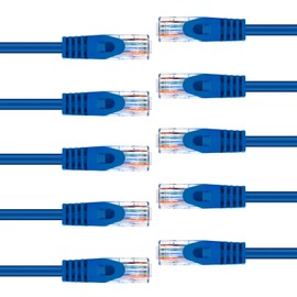 GearIT Paquete de 10 Cable Cat6 0,30 Metro Cable Cat 6 Ethernet Snagless Flexible con Pestaña - Serie Premium - Azul