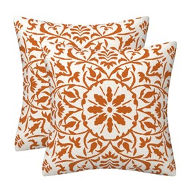 GAAFOSIPH Orange Set of 2 Cushion Covers 50cm x 50cm Bohe Flower Modern Double Sided Printed Square Linen Decor 20 x 20 inches Cushions Cases Home Garden Decorations Pillow Cover for Sofa Bed Outdoor