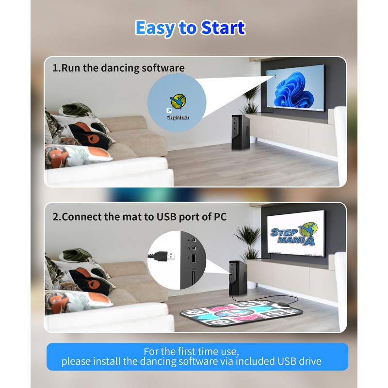 BEBAPOW USB Dance Mat for PC/Computer, Upgraded Dance Pad for