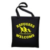 Refugees Welcome Jute Bag Bag Bag Cotton Bag, BLACK (Black)
