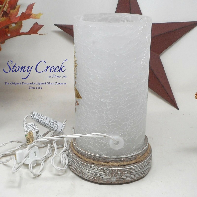 Stony Creek Decorative Lighted Glass Blue Natural Sunflowers 8" Hurricane