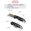Apollo Tools Foldable Utility Knife with Lightweight Steel Construction, Carabiner