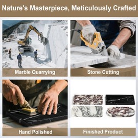 Natural Marble Bathroom Vanity Tray - Moujings Genuine Perfume Tray for Home Decor, Jewelry Marble Tray for Bathroom Countertop Organizer Tissues, Candles, Coffee, Key