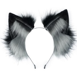 Kidukso Fox Ears Headwear Simulation Animal Fur Fox Ears Headdress Dress Up Cosplay Party Anime Comic Con Prop Headwear