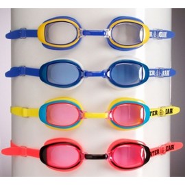 Water Gear Minnow Swim Goggles Anti-Fog Junior fit for Competition - Clear with Blue Strap