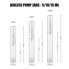 Airless Pump Jars, Travel Airless Pump Bottles Set, Empty, Refillable, Cosmetic Airless Pump Jar, Travel Foundation Container, Dispenser for Eyes, Face Cream, Lotion, Skincare Serum, 10ml