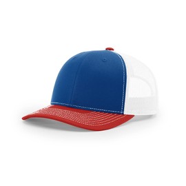 Joe's USA Richardson 112 Trucker Hat - Premium Adjustable Snapback Hats-OSFM-Royal/White/Red