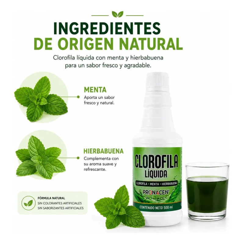 Clorofila Menta Hierbabuena 500 Pronacen Suplemento Natural