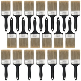 HOZEON 20 Pack 3 Inch Paint Brush, Flat Paint Brushes Bulk, Professional Paintbrushes Set with Plastic Handle, Multi-Purpose Paint Tools for Wall Trim, DIY Paint, Fence, Deck Repair, Black