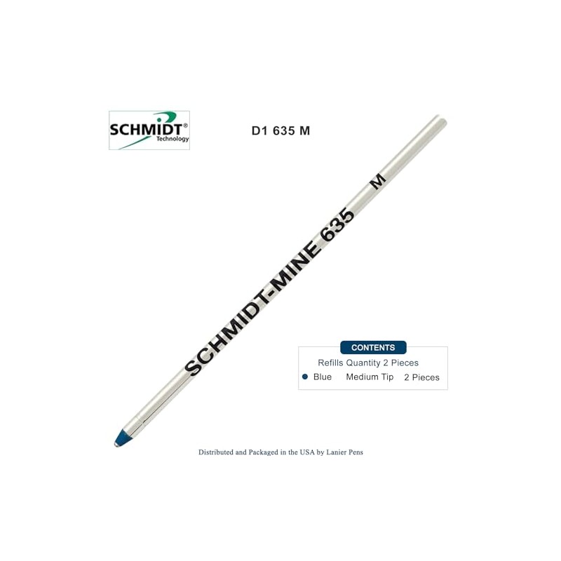 Schmidt 635 D1 Mine Ballpoint Refill - Blue Ink (Medium