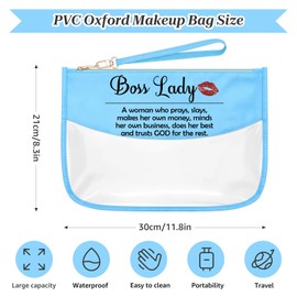 Sazuwu Boss Lady Appreciation Gift Makeup Bag Inspirational Quotes Gifts for Women Happy Birthday Leader Cosmetic Bag Travel Organizer