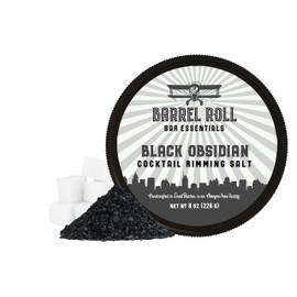 Barrel Roll Bar Essentials Cocktail Rimmers - Finishing Salt Garnish for Drinks, Glass Rimming Salts - All Natural - Black Obsidian - 8 oz 452 Servings