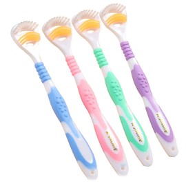SUPVOX 4 Pieces Tongue Cleaner Tongue Scraper Tongue Brush Cleaner Bacteria Inhibiting Odourless Tongue Scraper Oral Health Care Tools (Purple Blue Green Pink)