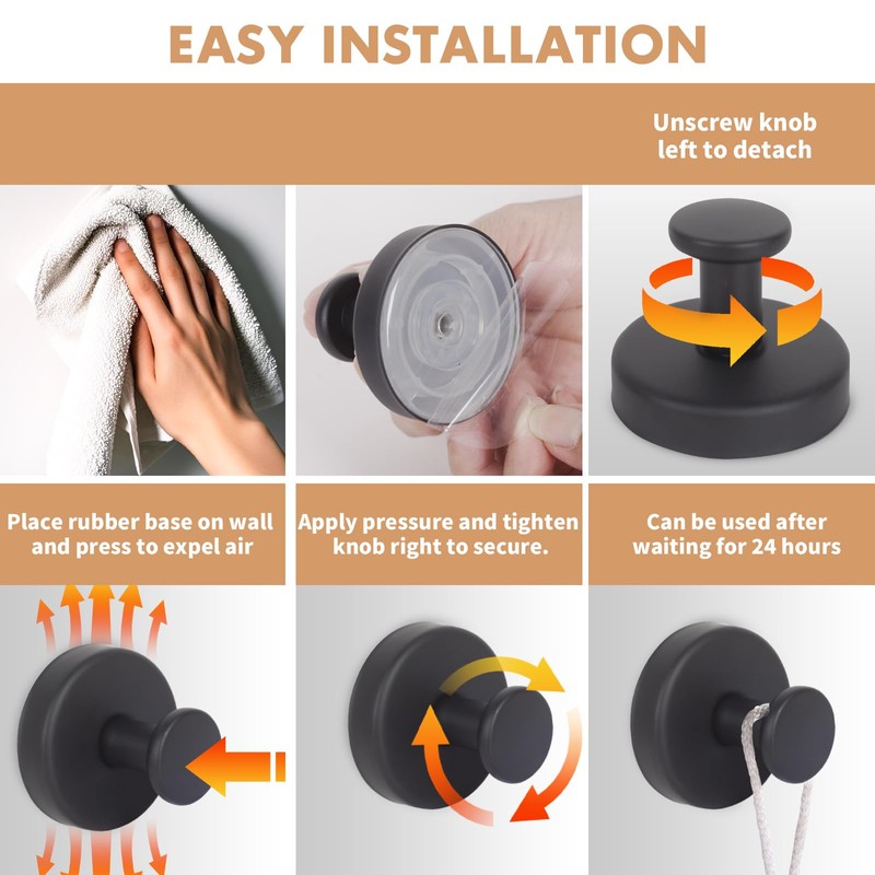 Laexepelle Suction Cup Hooks, Heavy Duty Large Stainless Steel Waterproof