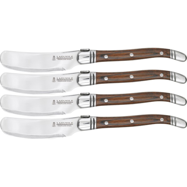 Trudeau Laguiole Soft Cheese Knives (Set of 4), Stainless/Wood