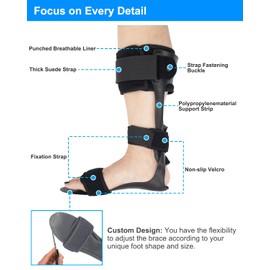Furlove Medical AFO Drop Foot Brace, Ankle Foot Orthosis Support Foot Drop Postural Correction Brace (Left, Medium)