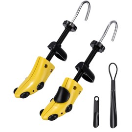 Fiabgum Shoe Stretcher, Pack of 2 Shoe Stretchers, Men and Women, 4-Way Shoe Stretcher, Plastic & Metal Shoe Stretcher., yellow