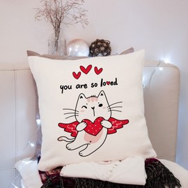 R1chy Valentines Day Pillow Cover -Red Heart Valentines Pillowcase Decorations for Home Outdoor Indoor Supplies Decor, 18*18 inch