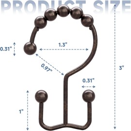Titanker Shower Curtain Hooks Set of 12, Rust-Resistant Double Glide - Bronze