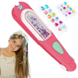 GERILKAI Hair Gem Stamper Kit - Bling Hair Jewels for Girls Toys,Hair Styling Tool with 24 Reusable Shining Rhinestones Hair Gems Rhinestone,Birthday Gifts Toys for Girls Ages 3-12