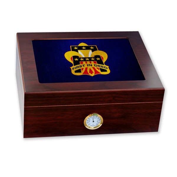 ExpressItBest Premium Desktop Humidor - Glass Top -1st US Army,