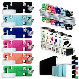 CordBrick 6pk Weighted Cord Holder for Nightstand - Phone Charger Cable Management for Travel - Phone Accessory Stocking Stuffers for Adults - Multipurpose Gift for Home, Office, Assorted
