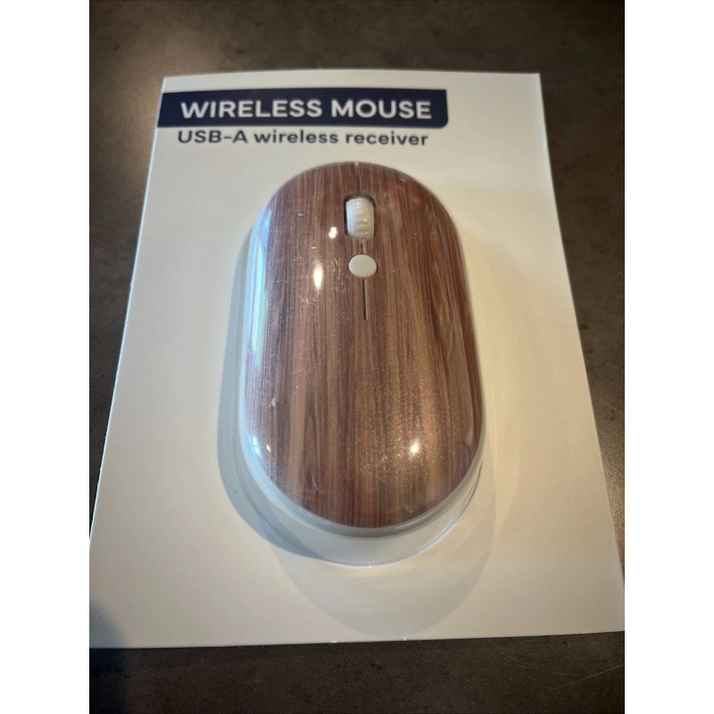 Vivitar Target Bullseye's Brown Wood Style Vivitar Wireless Computer Mouse