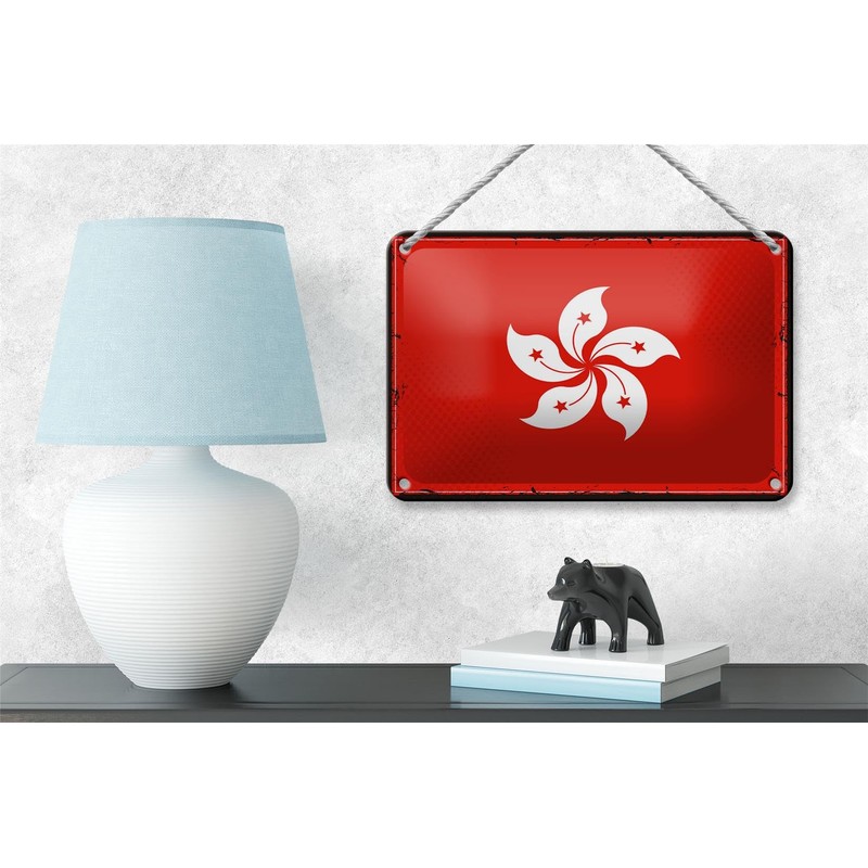 Tin Sign Hong Kong Flag 18 x 12 cm Retro