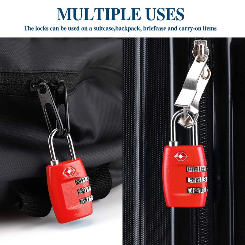 TSA Luggage Locks (4Pack) - 3 Digit Combination Padlocks -