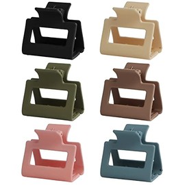 SYGY 6PCS Hair Clips, Claw Clips 2.4 Inch Square Hair Claw Clips for Women Girls, Medium Hair Clips for Thin/Thick Hair, No Slip Cute Hair Clips Hair Styling Accessories
