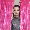YAAVAAW 2pcs 3.2 x 8.3ft Glitter Hot Pink Foil Fringe