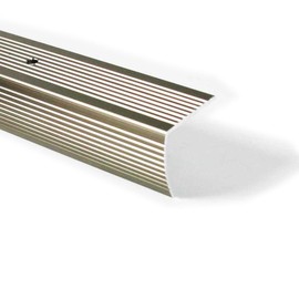 M-D Building Products 43878 M-D Fluted Stair Edging, 36 In L W X 1-1/8 In H, Aluminum, Pewter, Pack of 1, 3 Foot