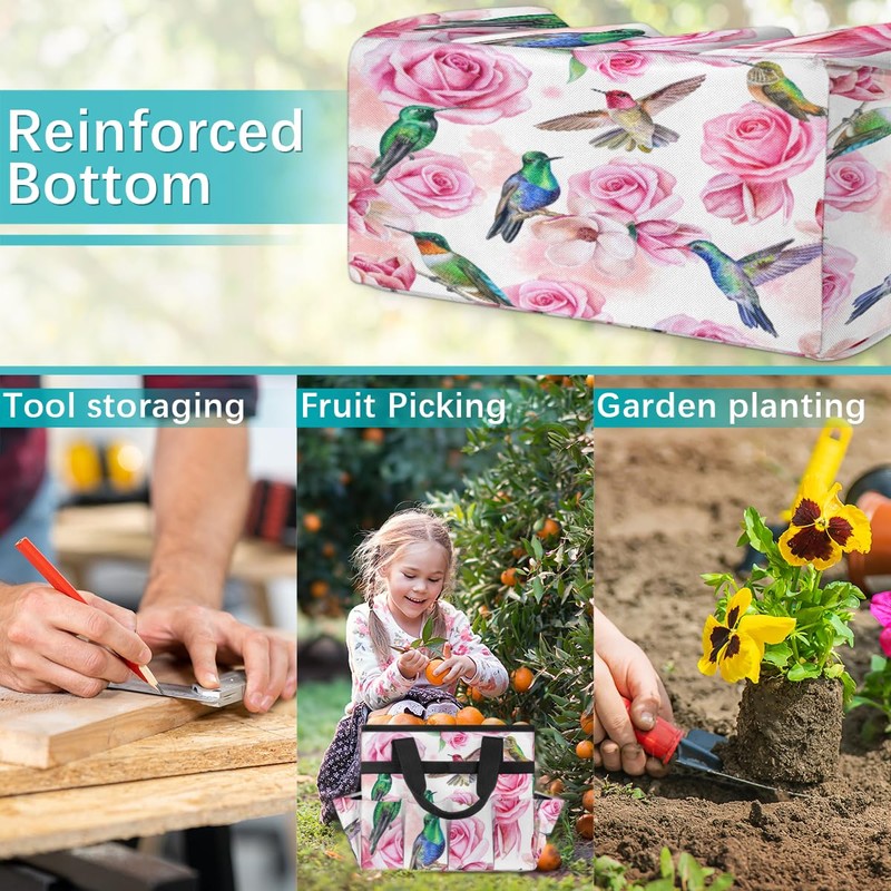 Hummingbird Flower Rose Garden Tool Bag Waterproof Gardening Tool Storage