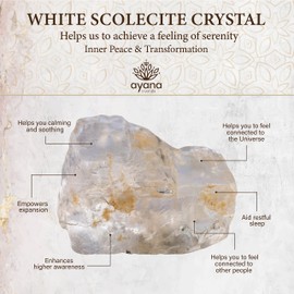 AYANA - Collar con colgante de escolecita blanca para mujer, árbol de la vida, promueve la transformación espiritual y la paz, hecho a mano con piedras preciosas naturales de origen ético, Gema