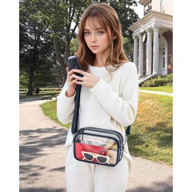 Paxiland Clear Bag for Stadium Events Clear Purse with Front Pocket Small Clear Messenger Bag for Sporting Events Concert and Travel - Navy