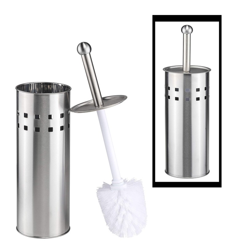 Bambelaa! Toilet Brush with Holder Toilet Brush Holder Stainless Steel