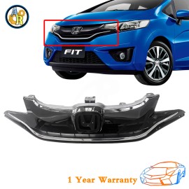 Parrilla superior parachoques parrilla cromo y negro brillante para 2015 2016 2017 Honda Fit
